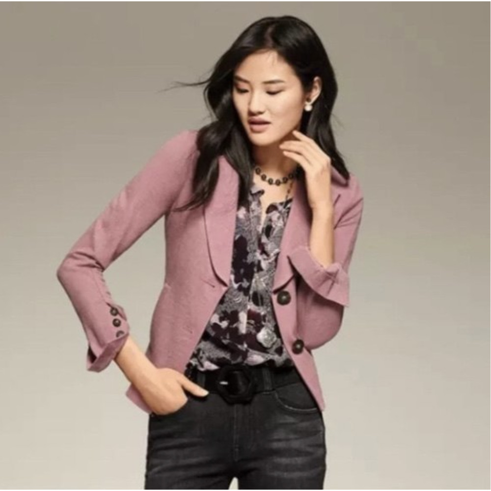 CAbi Rose Pink Cropped Tailored Blazer